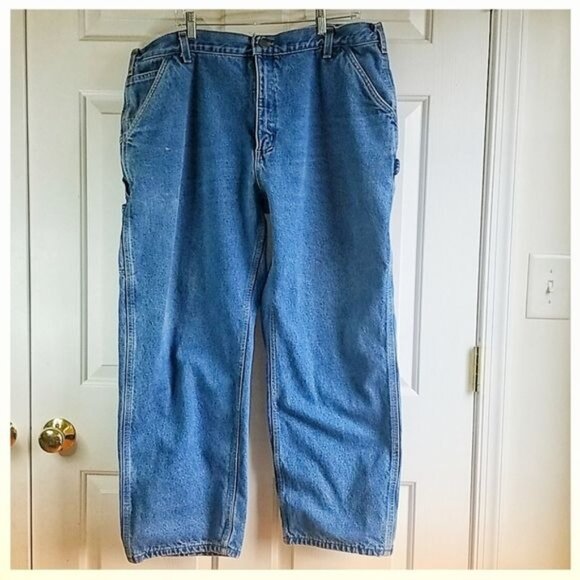 Carhartt Dungaree Fit Jeans Flannel Lined Denim Straight Leg Cargo Men's 42 x 30 - Picture 12 of 13